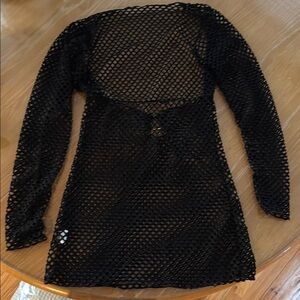 Black Mesh Long Sleeve Coverup Size M